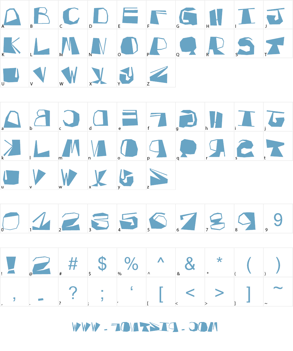Inversed Script Font Character